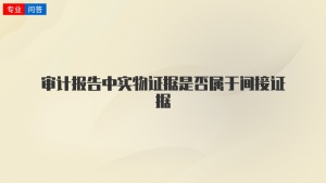 审计报告中实物证据是否属于间接证据