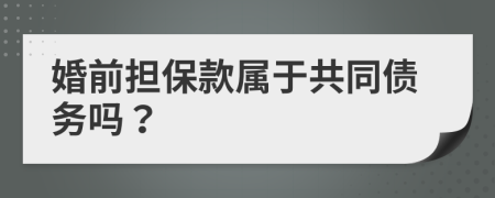 婚前担保款属于共同债务吗？