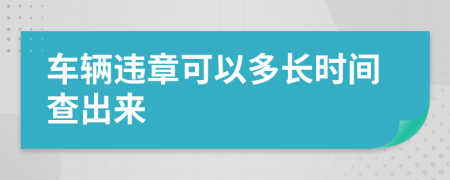 车辆违章可以多长时间查出来