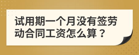 试用期一个月没有签劳动合同工资怎么算？