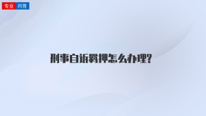 刑事自诉羁押怎么办理?