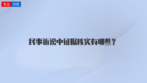 民事诉讼中证据核实有哪些？