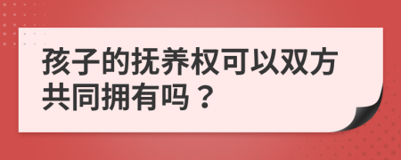 孩子的抚养权可以双方共同拥有吗？