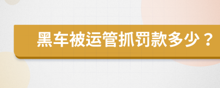 黑车被运管抓罚款多少？