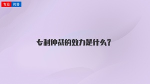 专利仲裁的效力是什么？