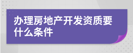 办理房地产开发资质要什么条件