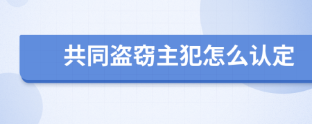 共同盗窃主犯怎么认定