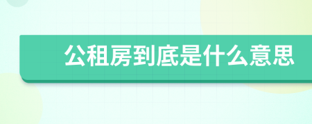 公租房到底是什么意思