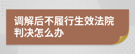 调解后不履行生效法院判决怎么办