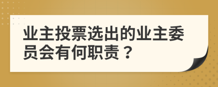 业主投票选出的业主委员会有何职责？