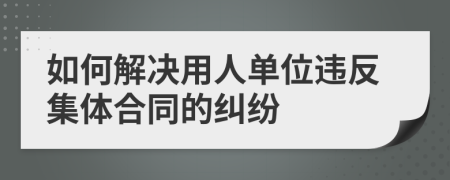 如何解决用人单位违反集体合同的纠纷