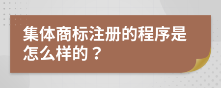 集体商标注册的程序是怎么样的？