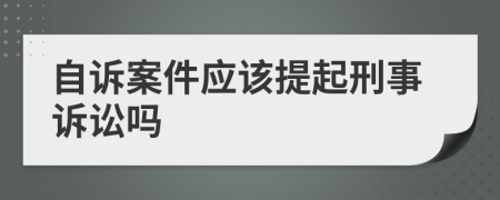 自诉案件应该提起刑事诉讼吗