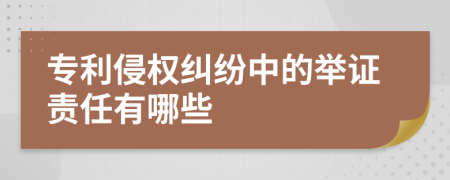 专利侵权纠纷中的举证责任有哪些