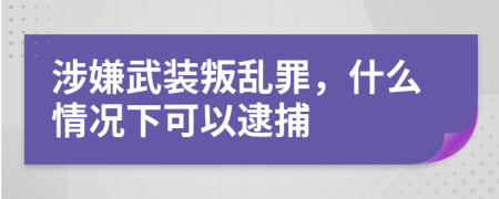 涉嫌武装叛乱罪，什么情况下可以逮捕