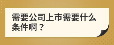 需要公司上市需要什么条件啊？