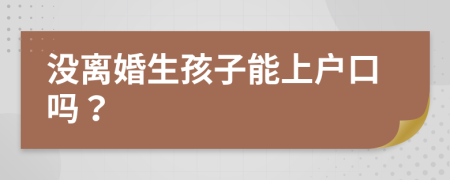 没离婚生孩子能上户口吗？