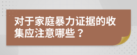 对于家庭暴力证据的收集应注意哪些？