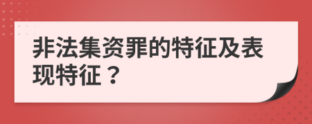 非法集资罪的特征及表现特征？