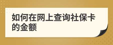 如何在网上查询社保卡的金额