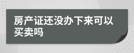 房产证还没办下来可以买卖吗