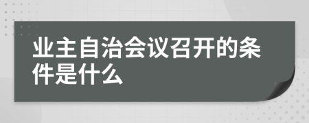 业主自治会议召开的条件是什么