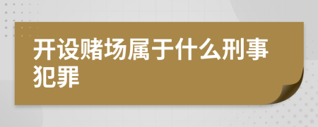 开设赌场属于什么刑事犯罪