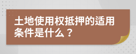 土地使用权抵押的适用条件是什么？