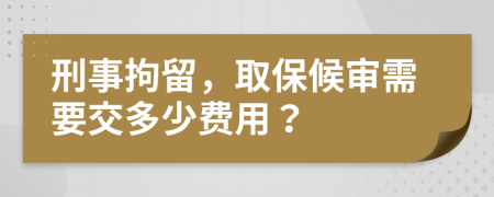 刑事拘留，取保候审需要交多少费用？