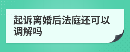 起诉离婚后法庭还可以调解吗