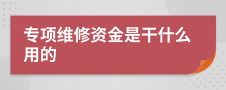 专项维修资金是干什么用的