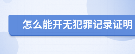 怎么能开无犯罪记录证明