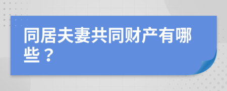 同居夫妻共同财产有哪些？