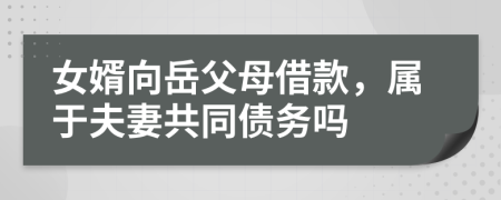 女婿向岳父母借款，属于夫妻共同债务吗