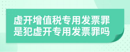 虚开增值税专用发票罪是犯虚开专用发票罪吗