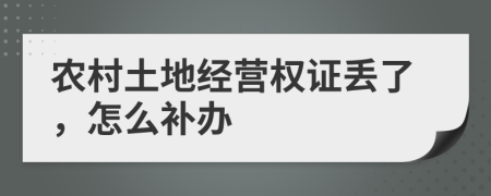 农村土地经营权证丢了，怎么补办