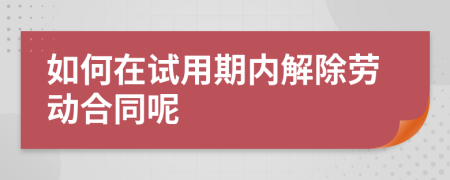 如何在试用期内解除劳动合同呢