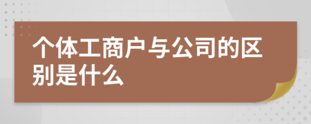 个体工商户与公司的区别是什么