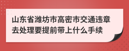 山东省潍坊市高密市交通违章去处理要提前带上什么手续