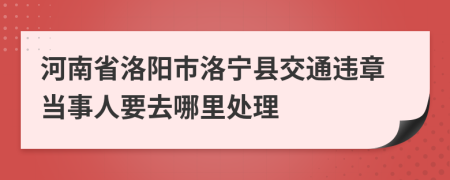 河南省洛阳市洛宁县交通违章当事人要去哪里处理