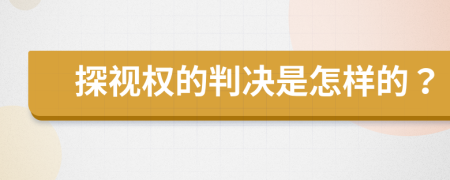 探视权的判决是怎样的？