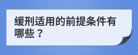 缓刑适用的前提条件有哪些？