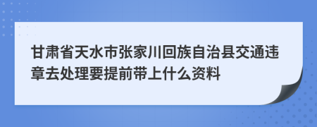 甘肃省天水市张家川回族自治县交通违章去处理要提前带上什么资料