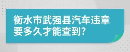 衡水市武强县汽车违章要多久才能查到?