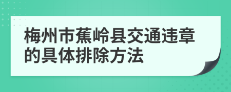 梅州市蕉岭县交通违章的具体排除方法