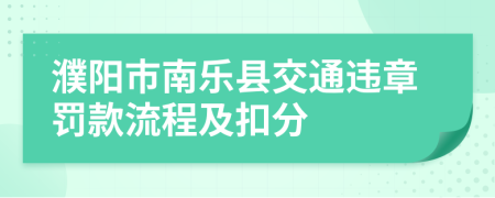 濮阳市南乐县交通违章罚款流程及扣分