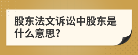 股东法文诉讼中股东是什么意思?