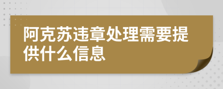 阿克苏违章处理需要提供什么信息