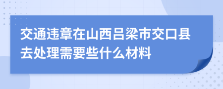 交通违章在山西吕梁市交口县去处理需要些什么材料