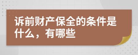 诉前财产保全的条件是什么，有哪些